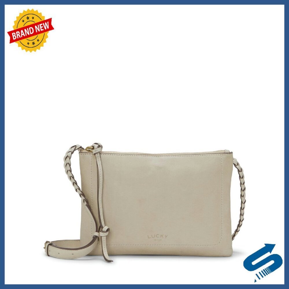 Leather Crossbody Bag with Double Zip Closure & Braided Strap